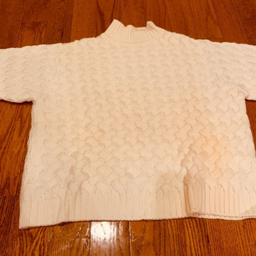 Ann Taylor 100% Wool Chucky Cable Knit Sweater Turtleneck Size Large - Picture 12 of 16
